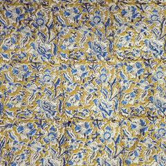 Chitralipi Kalamkari on Mustard Cotton Base with Floral Pattern