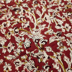 Chitralipi Kalamkari on Deep Rust Red Cotton Base  with Floral Pattern