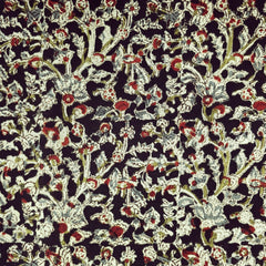 Chitralipi Kalamkari on Black Cotton Base with Floral Pattern