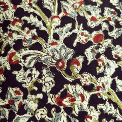Chitralipi Kalamkari on Black Cotton Base with Floral Pattern