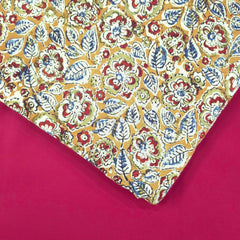 Chitralipi Kalamkari on Deep Musatard Yellow Cotton Base with Floral Pattern