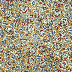 Chitralipi Kalamkari on Deep Musatard Yellow Cotton Base with Floral Pattern