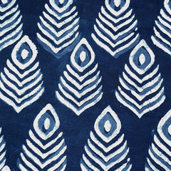 Neelgarhi Indigo Blue Cotton Base with Peacock Feather Motif