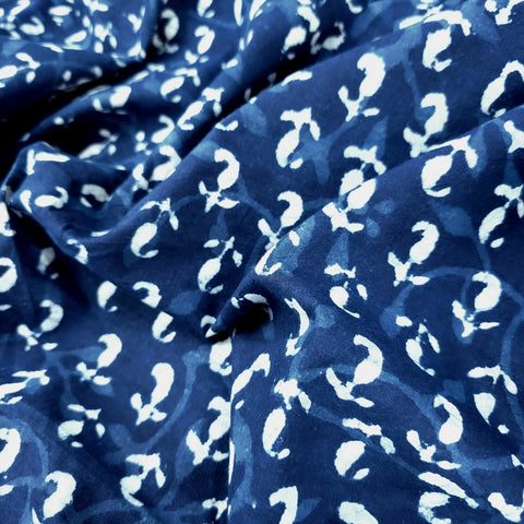 Neelgarhi Indigo on Deep Red Cotton Base  with Paisely Butta Motif