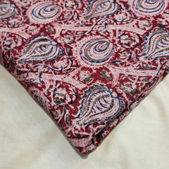 Chitralipi Kalamkari on Maroon Cotton Base with Floral Pattern
