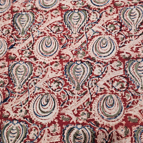 Chitralipi Kalamkari on Maroon Cotton Base with Floral Pattern