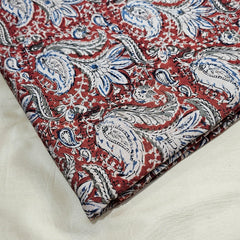 Chitralipi Kalamkari on Reddish - Brown Cotton Base with Floral Pattern