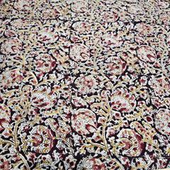 Chitralipi Kalamkari on Dark Brown Cotton Base with Floral Pattern