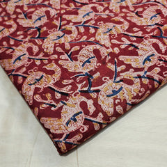 Chitralipi Kalamkari on Rust Red Cotton Base with Floral Pattern