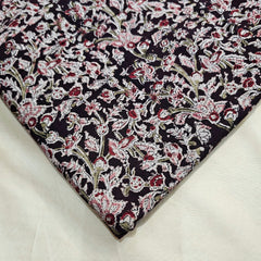 Chitralipi Kalamkari on Deep Brown Cotton Base with Floral Pattern