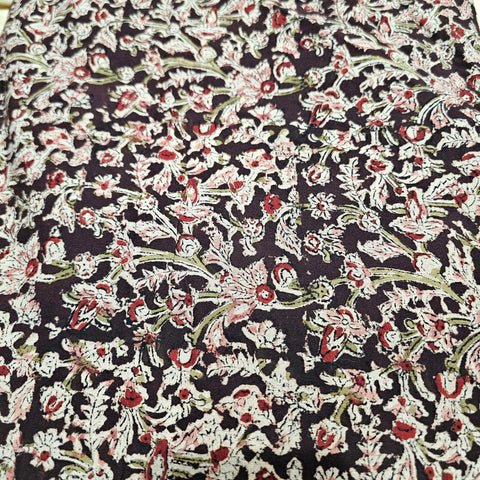 Chitralipi Kalamkari on Chocolate Brown Cotton Base with Floral Pattern
