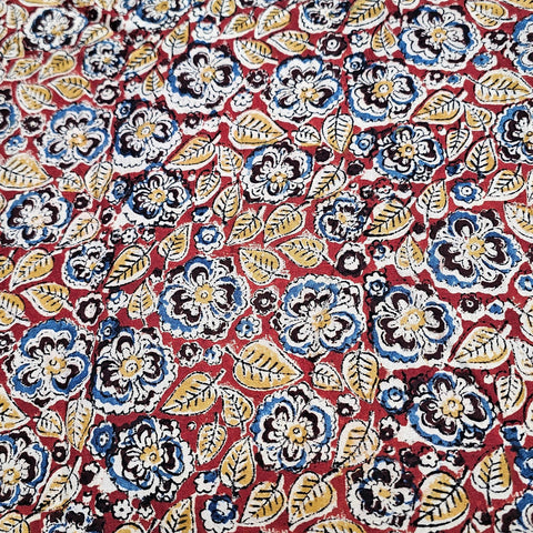 Chitralipi Kalamkari on Maroon Red Cotton Base with Floral Pattern