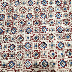 Chitralipi Kalamkari on Cream Cotton Base with Geometric Pattern