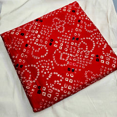 Printed Bandhani on Red Glace Cotton