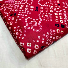 Printed Bandhani on Fuchsia Pink Glace Cotton