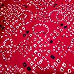 Printed Bandhani on Fuchsia Pink Glace Cotton