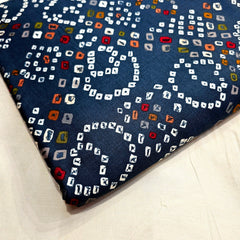 Printed Bandhani on Grey Glace Cotton