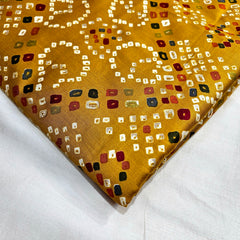 Printed Bandhani on Mustard Yellow Glace Cotton