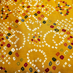 Printed Bandhani on Mustard Yellow Glace Cotton