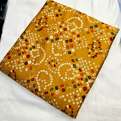 Printed Bandhani on Mustard Yellow Glace Cotton