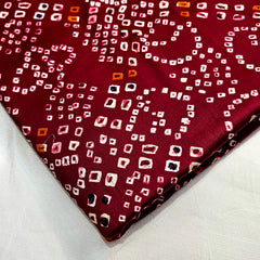 Printed Bandhani on Maroon Glace Cotton