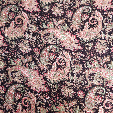 Dark Brown Digitally Printed Paisley Print on Cotton Fabric