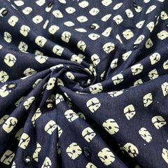 Printed Bandhani on Indigo Blue Cotton with Mirror Highlights