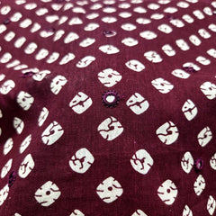 Printed Bandhani on Wine Cotton with Mirror Highlights
