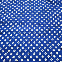 Printed Bandhani on Royal Blue Cotton with Mirror Highlights