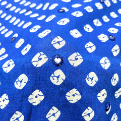 Printed Bandhani on Royal Blue Cotton with Mirror Highlights