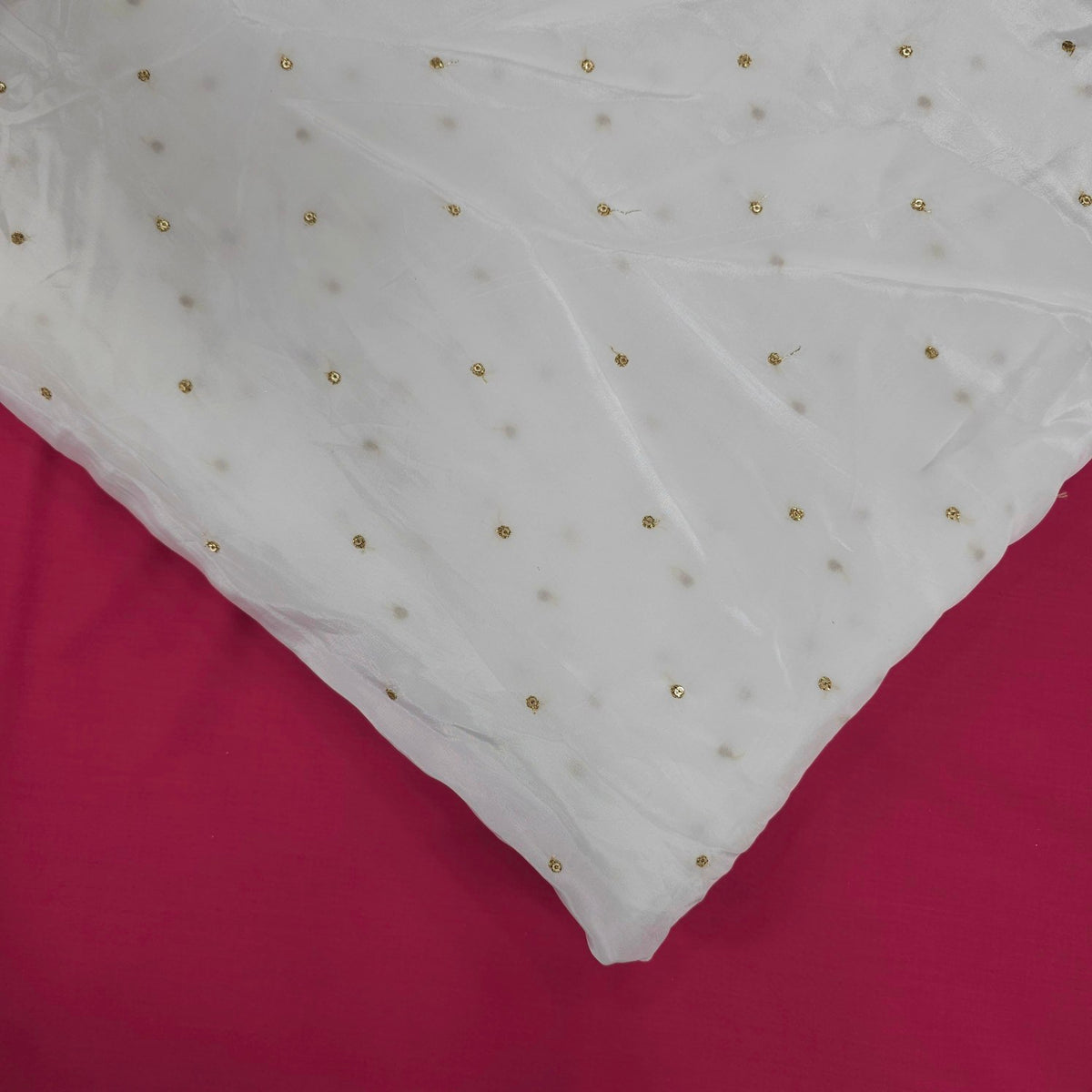 Dyeable Crepe Fabric with Gold Sequin Butta Motif