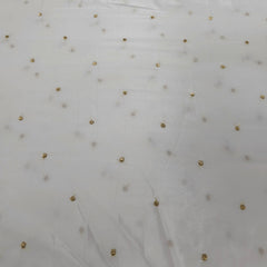 Dyeable Crepe Fabric with Gold Sequin Butta Motif