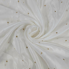 Dyeable Crepe Fabric with Gold Sequin Butta Motif