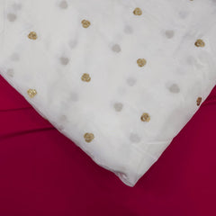 Dyeable Crepe Fabric with Gold Sequin Circular Butta Motif