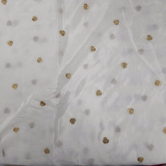 Dyeable Crepe Fabric with Gold Sequin Circular Butta Motif