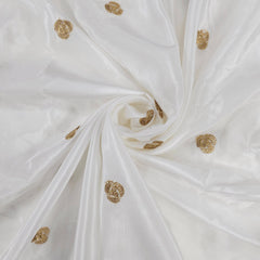 Dyeable Crepe Fabric with Gold Sequin Circular Butta Motif