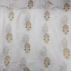 Dyeable Crepe Fabric with Gold Zari and Sequin Floral Motif