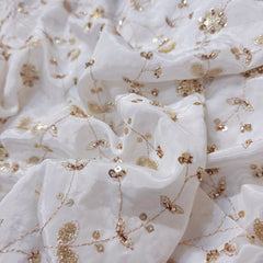 Dyeable Crepe Fabric with Floral Vine Pattern