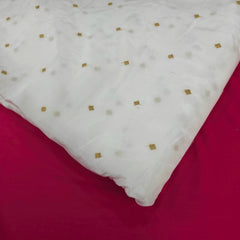 Dyeable Crepe Fabric with Gold Zari & Sequin Butta Motif