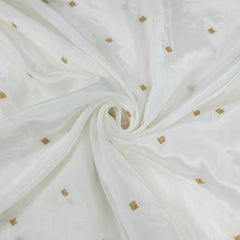 Dyeable Crepe Fabric with Gold Zari & Sequin Butta Motif