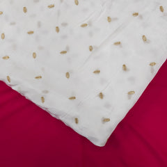 Dyeable Crepe Fabric with Gold Zari & Sequin Leaf Motif