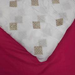 Dyeable Crepe Fabric with Gold Sequin & Zari Diamond Motif
