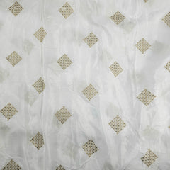 Dyeable Crepe Fabric with Gold Sequin & Zari Diamond Motif