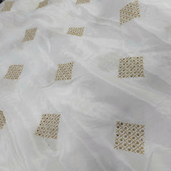 Dyeable Crepe Fabric with Gold Sequin & Zari Diamond Motif