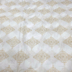 Dyeable Crepe Fabric with Gold Sequin & Zari Diamond Pattern