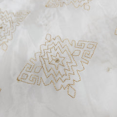 Dyeable Crepe Fabric with Gold Sequin & Zari Diamond Pattern
