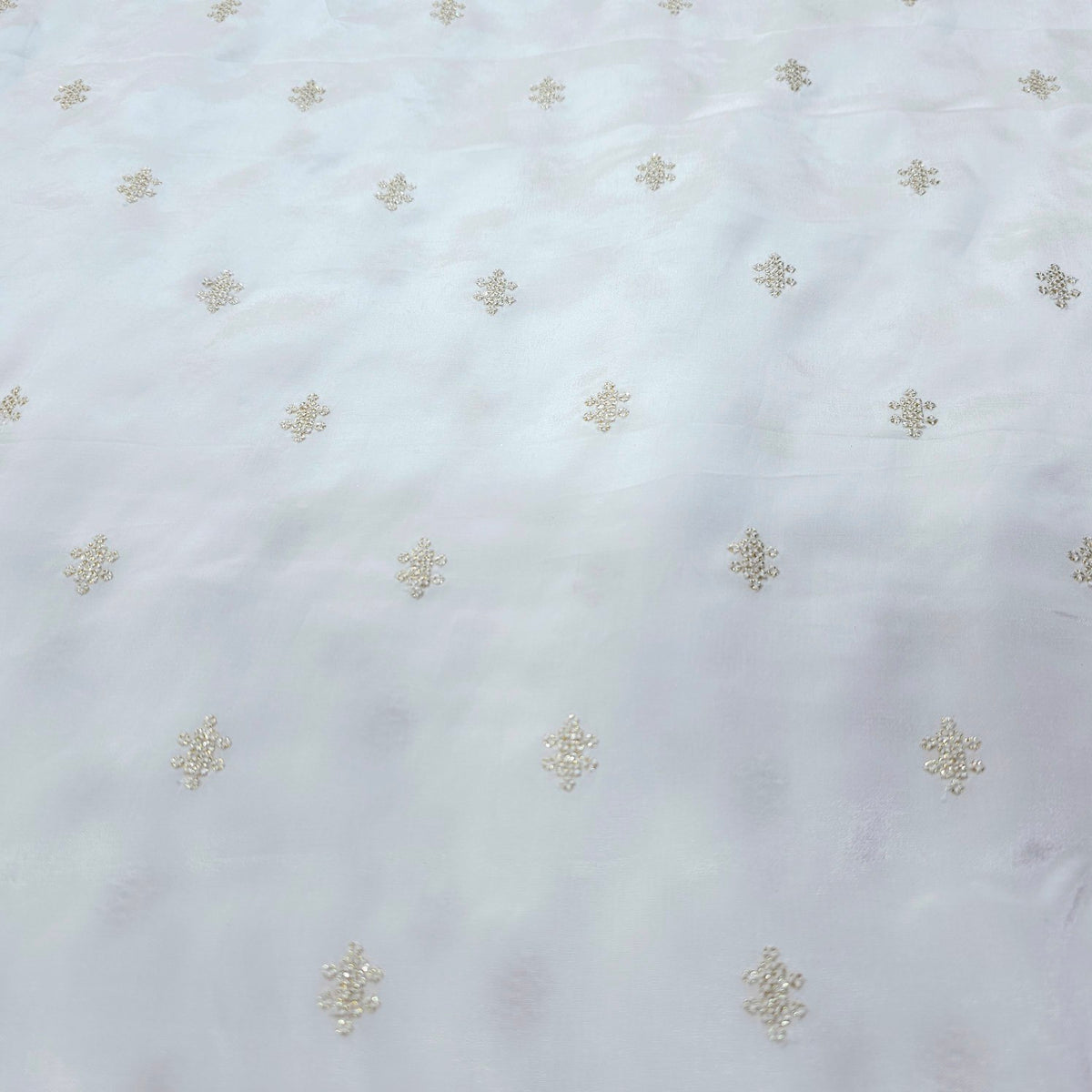 Dyeable Crepe Fabric with Gold Zari & Sequin Butta Motif