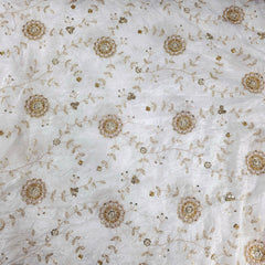 Handwork on Dyeable Crepe Fabric with all over floral Vine pattern