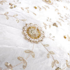 Handwork on Dyeable Crepe Fabric with all over floral Vine pattern