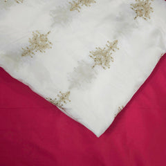 Dyeable Crepe Fabric with Gold Zari and Sequin Floral Butta Work